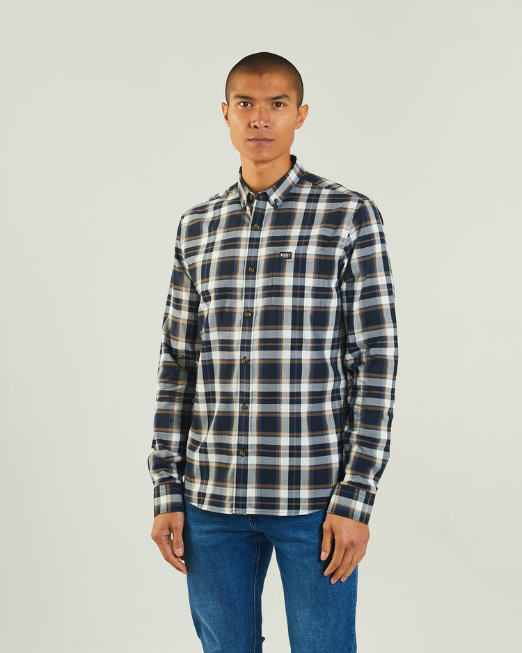 Booker Ls Shirt Navy Check