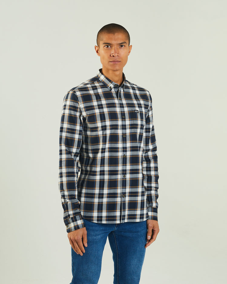 Booker Ls Shirt Navy Check