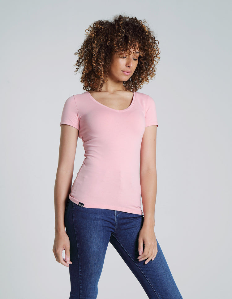 Clara V Neck Basic Blush