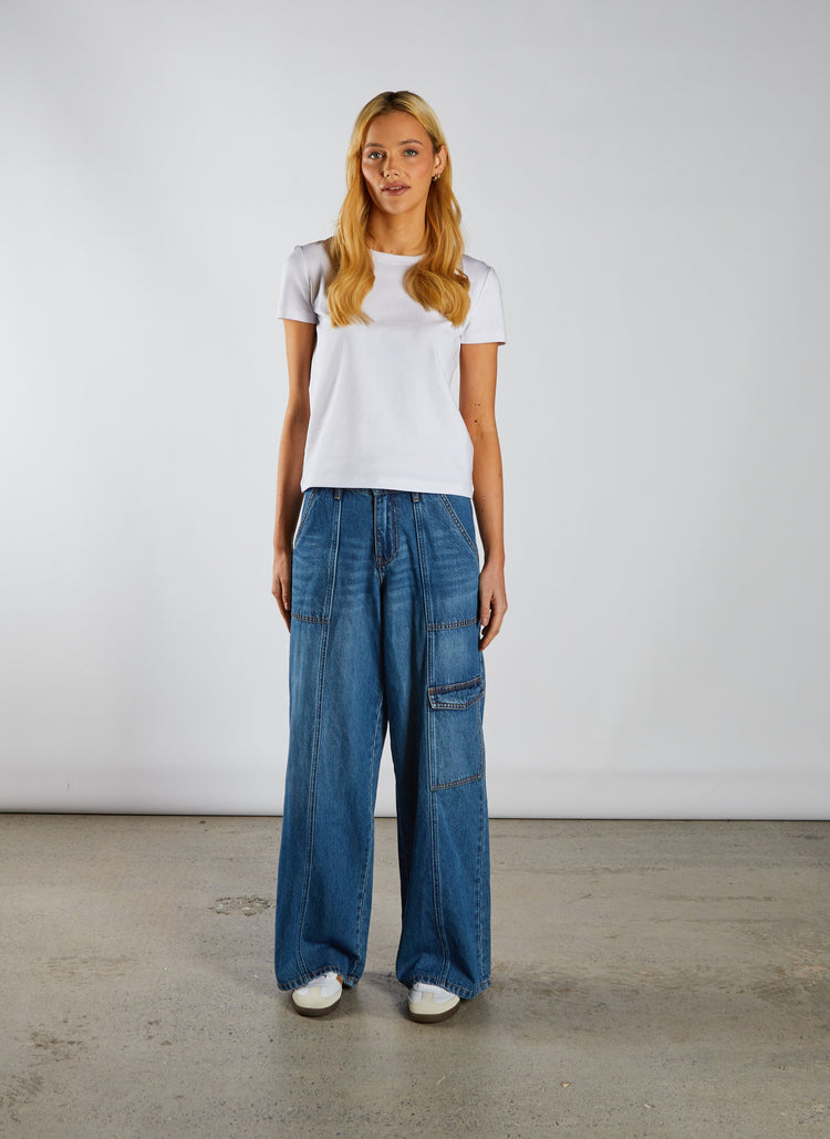 Veda Wide Leg Jean Medium Blue