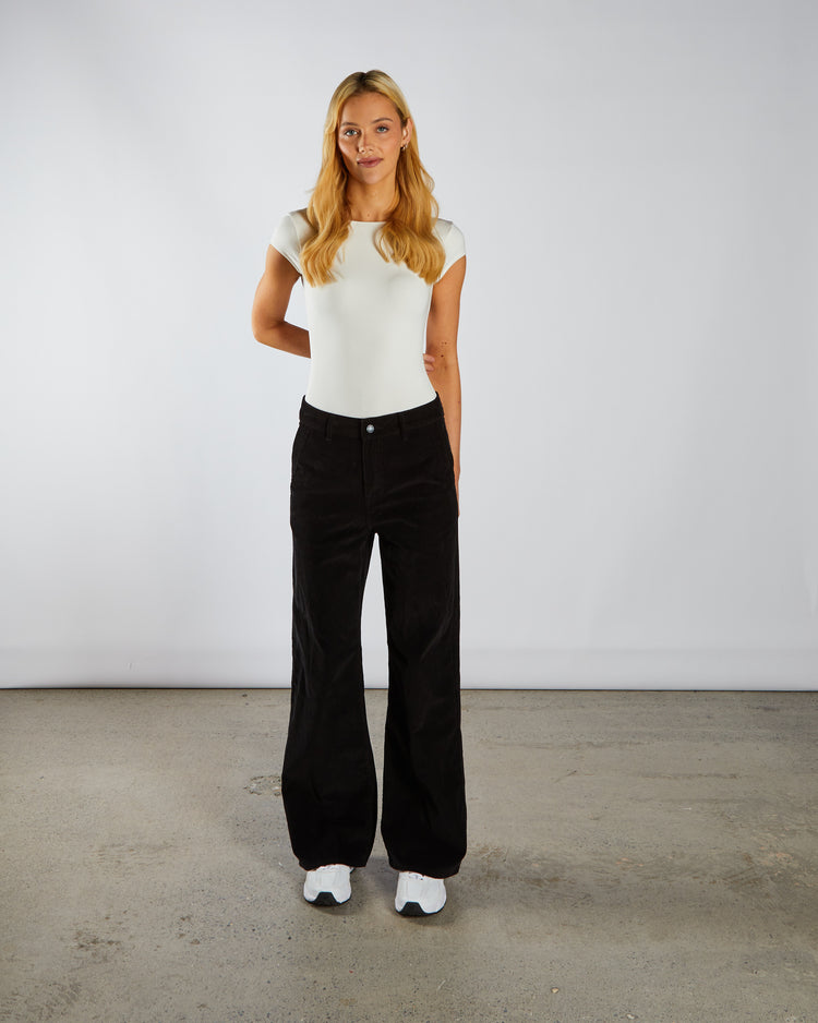Paris Cord Wide Leg Black
