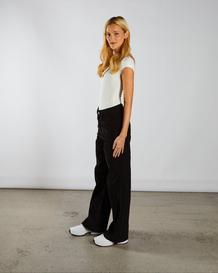 Paris Cord Wide Leg Black