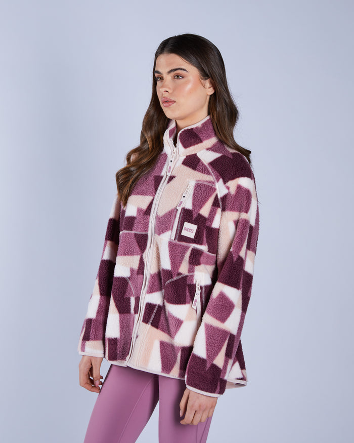 Ariel Fleece Zipper NY Pink Multi Print