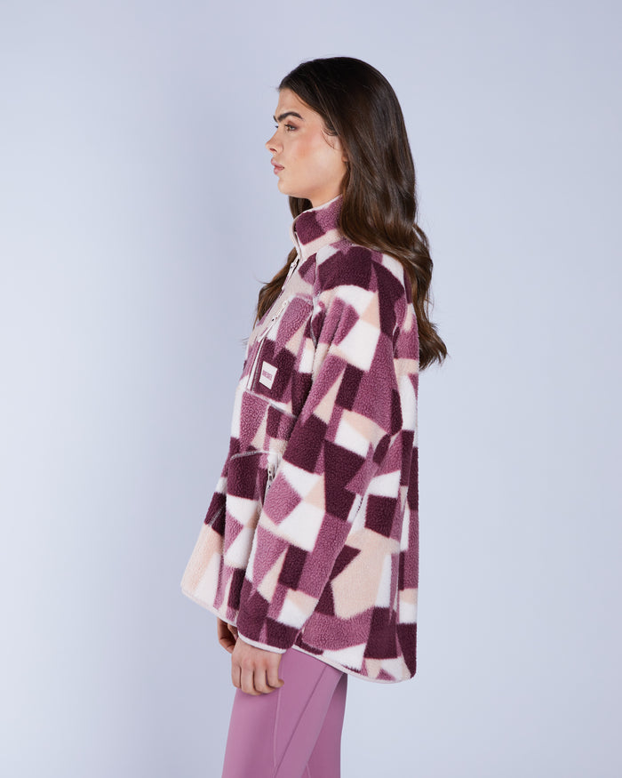 Ariel Fleece Zipper NY Pink Multi Print