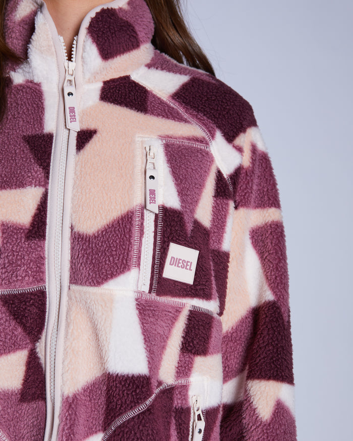 Ariel Fleece Zipper NY Pink Multi Print