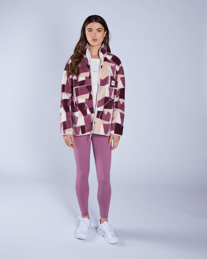 Ariel Fleece Zipper NY Pink Multi Print