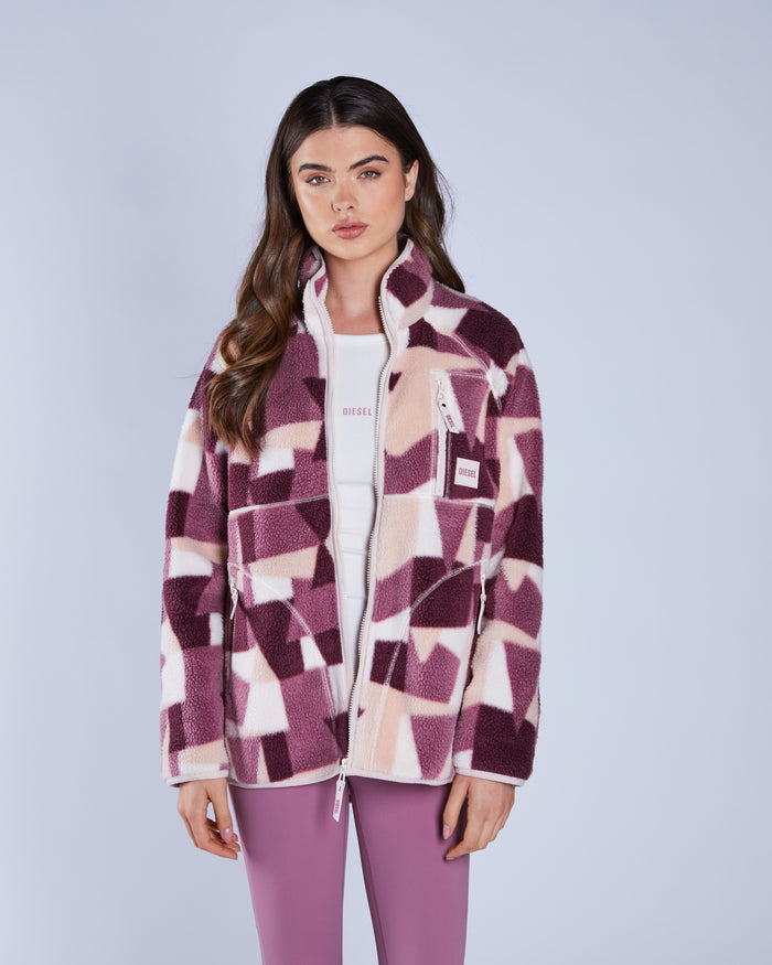 Ariel Fleece Zipper NY Pink Multi Print