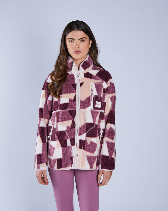 Ariel Fleece Zipper NY Pink Multi Print