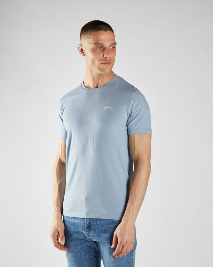 Basic Caden O Neck Tee Cielo Blue