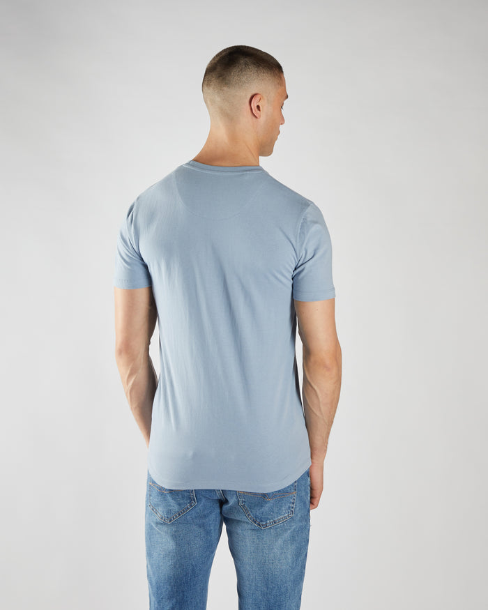 Basic Caden O Neck Tee Cielo Blue