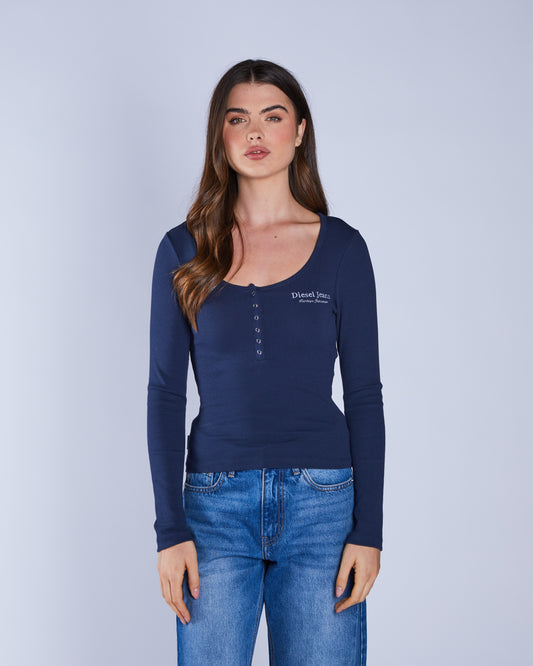 Brandi L/S Henley Navy Lake