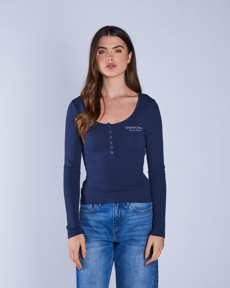 Brandi L/S Henley Navy Lake