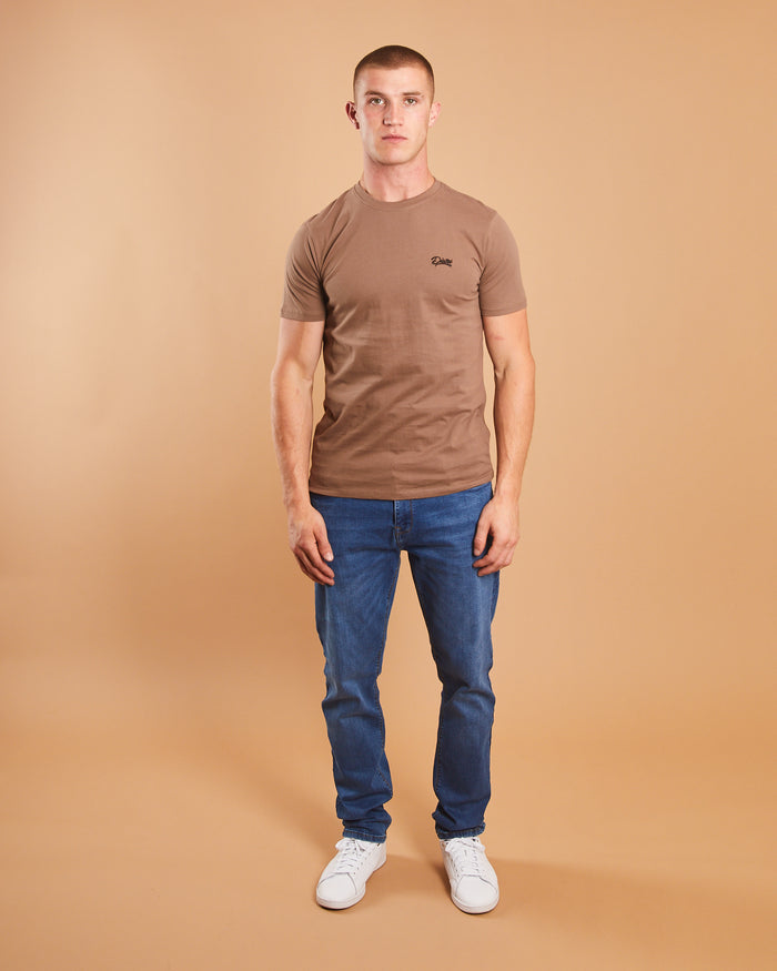 Basic Caden O Neck Tee Nutmeg Brown