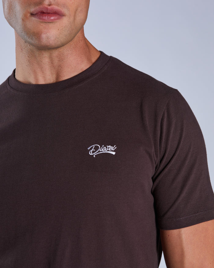 Basic Caden O Neck Tee Dark Chocolate
