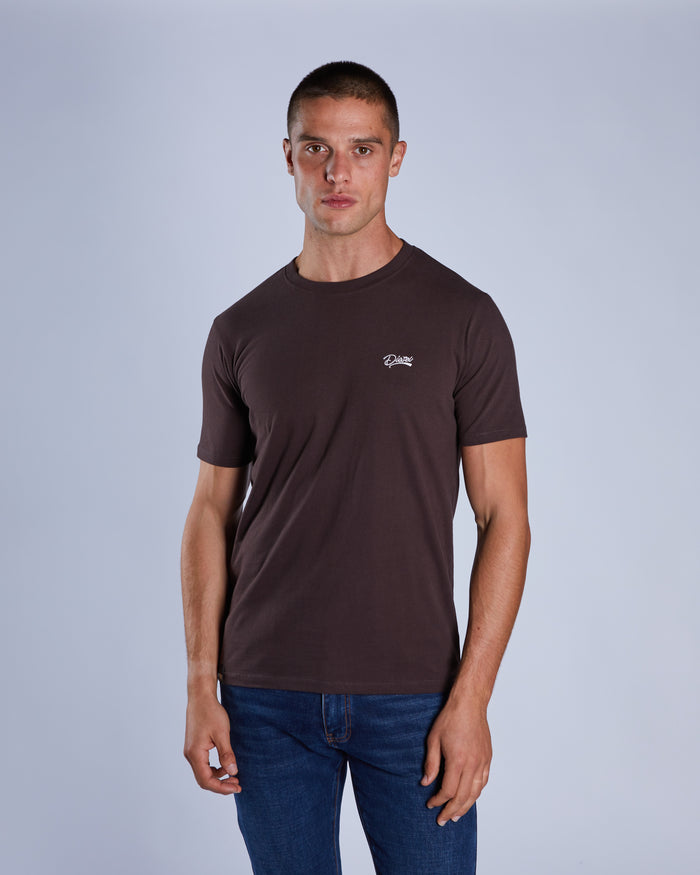 Basic Caden O Neck Tee Dark Chocolate