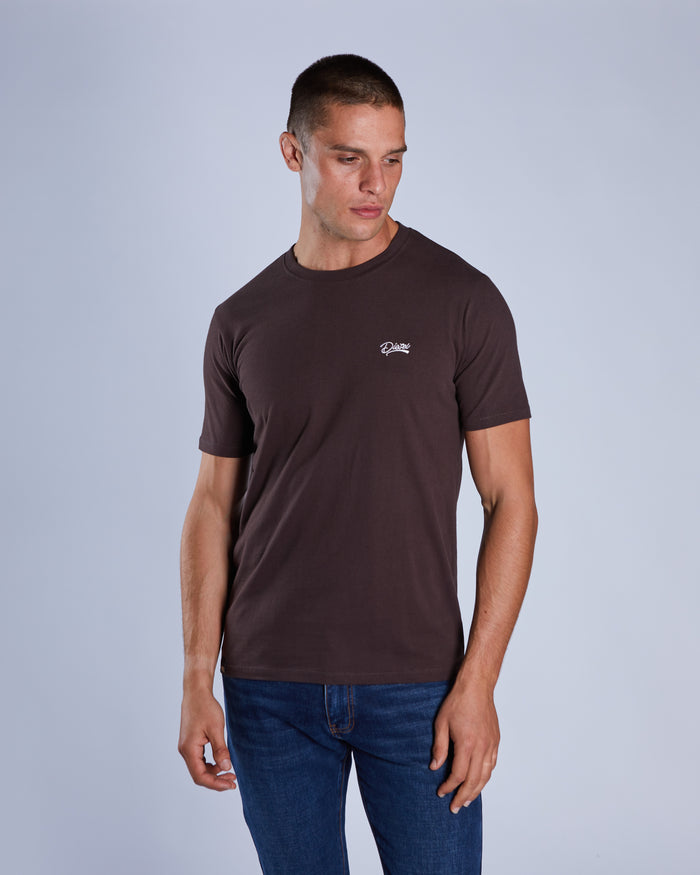 Basic Caden O Neck Tee Dark Chocolate