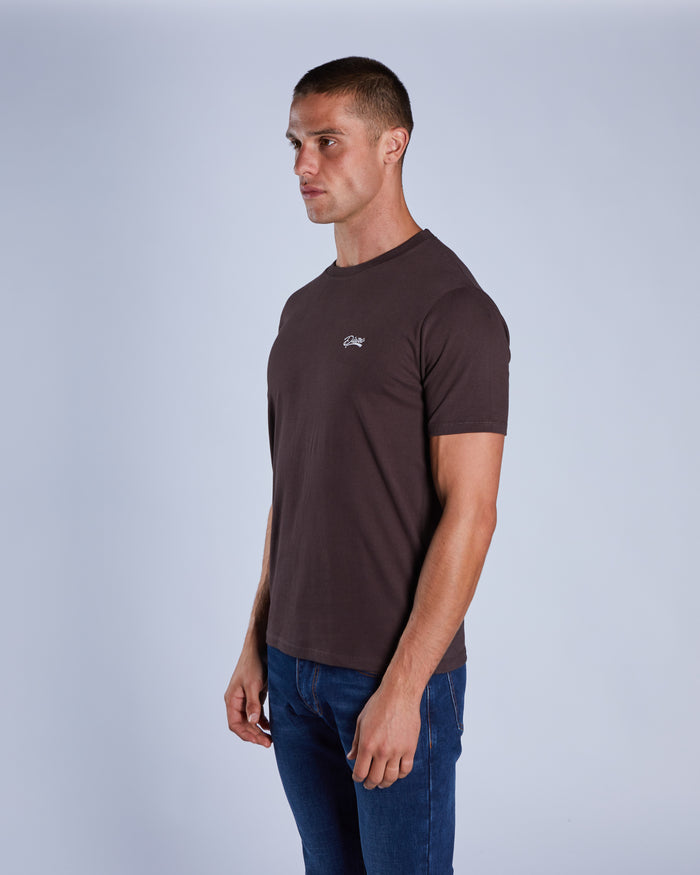 Basic Caden O Neck Tee Dark Chocolate