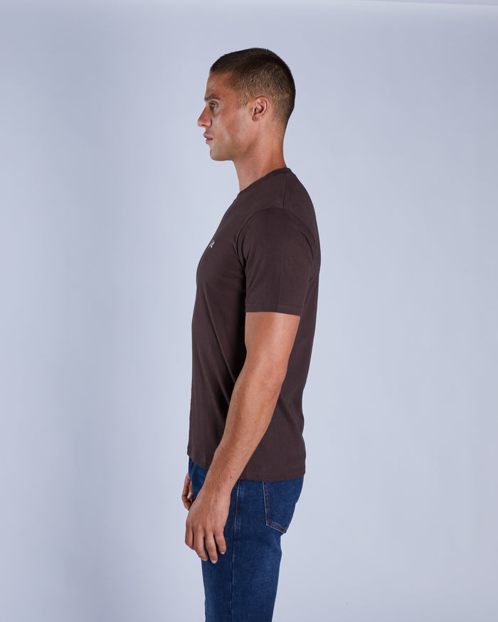 Basic Caden O Neck Tee Dark Chocolate