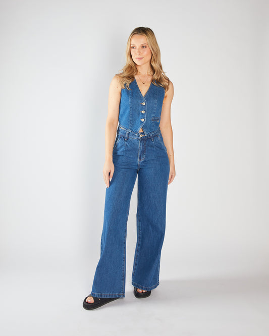 Reese Waistcoat Medium Blue