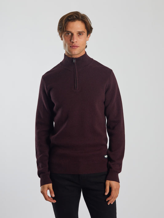 Colter Half Zip Wine Port Marl