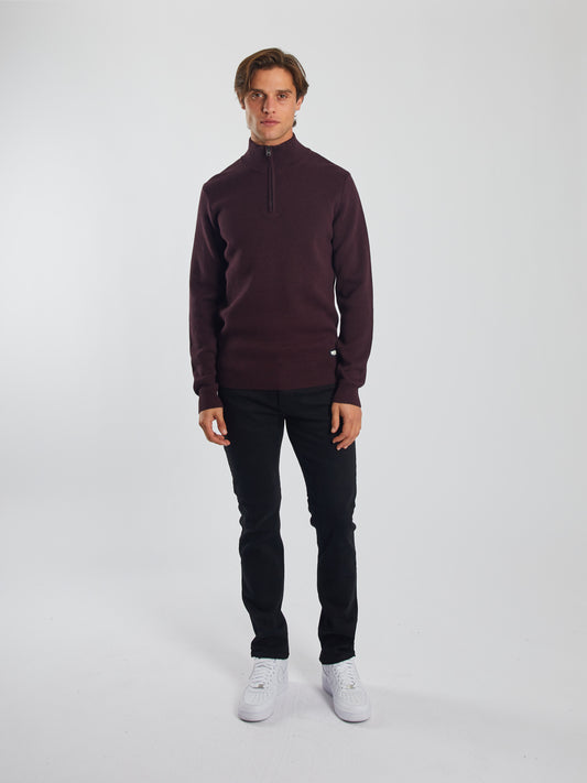 Colter Half Zip Wine Port Marl