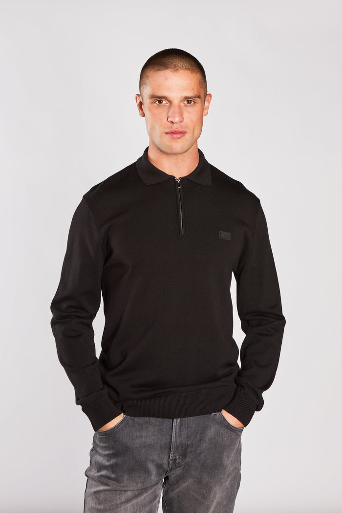 Dino Knit Polo Black Tar