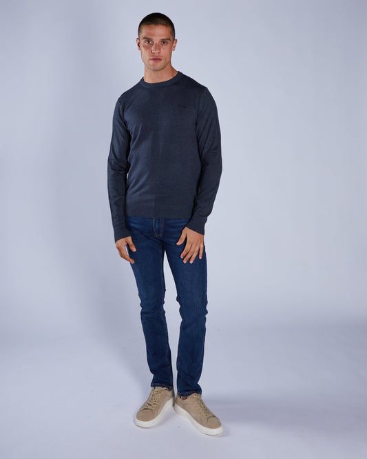 Dylan Round Neck Petrol Blue Marl