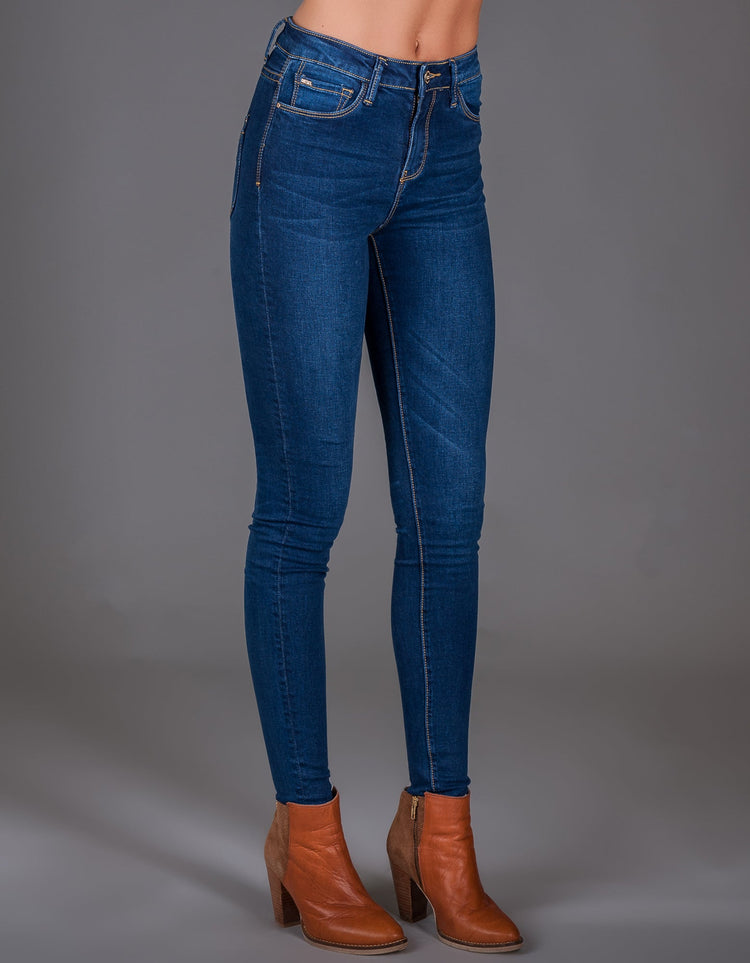 Edith High Waist Skinny Medium Blue