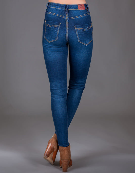 Edith High Waist Skinny Medium Blue