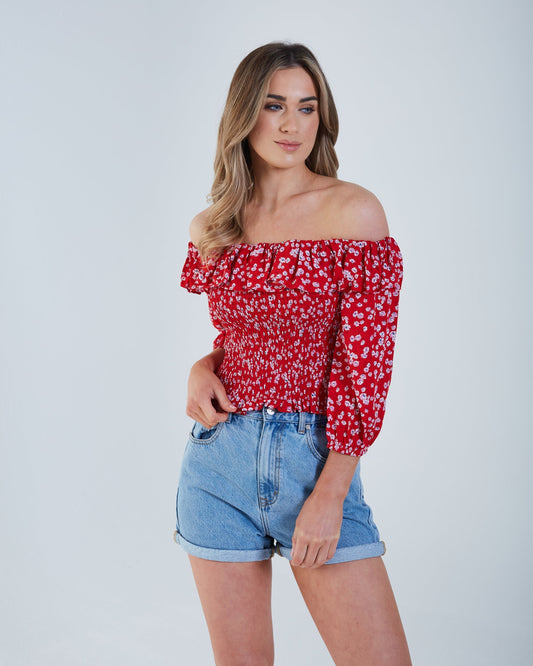 Axelle Top Red Floral