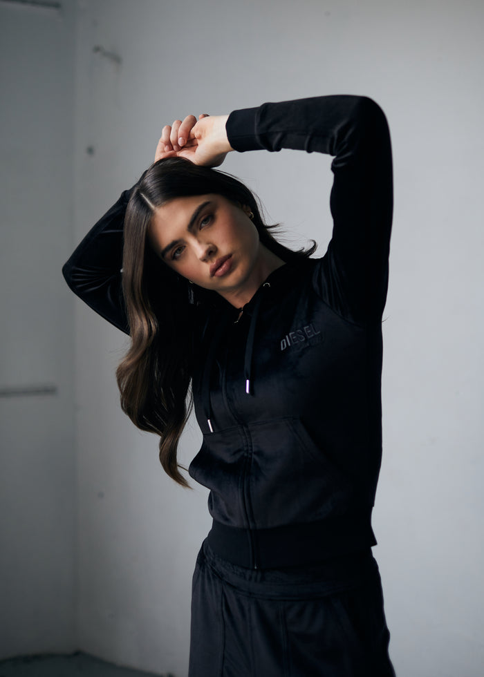 Leighton Velour Zipper Pitch Black