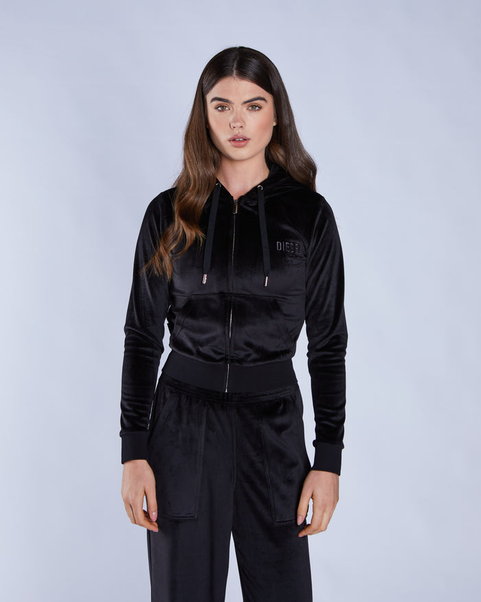 Leighton Velour Zipper Pitch Black
