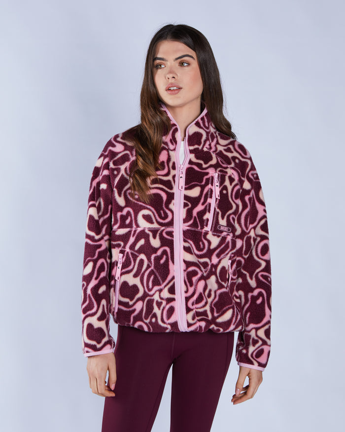 Leilena Fleece Zipper Multi Deep Orchid