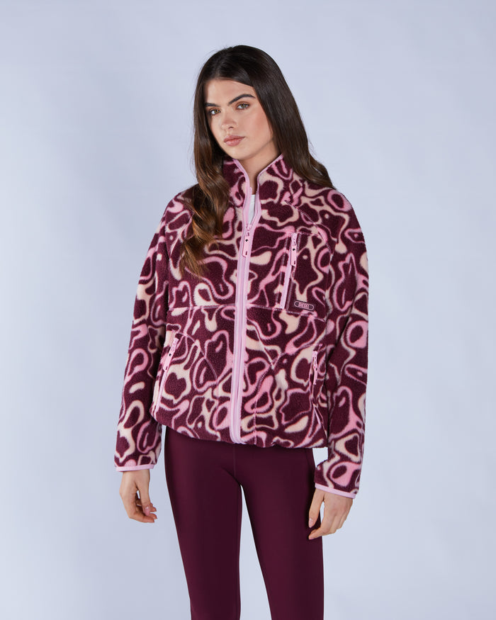 Leilena Fleece Zipper Multi Deep Orchid