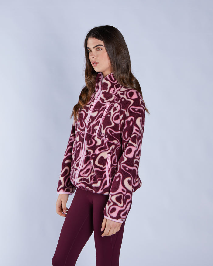 Leilena Fleece Zipper Multi Deep Orchid
