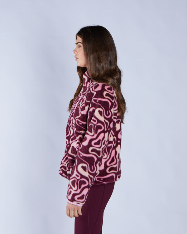 Leilena Fleece Zipper Multi Deep Orchid