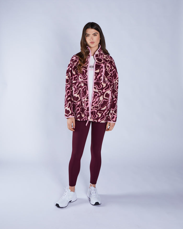Leilena Fleece Zipper Multi Deep Orchid