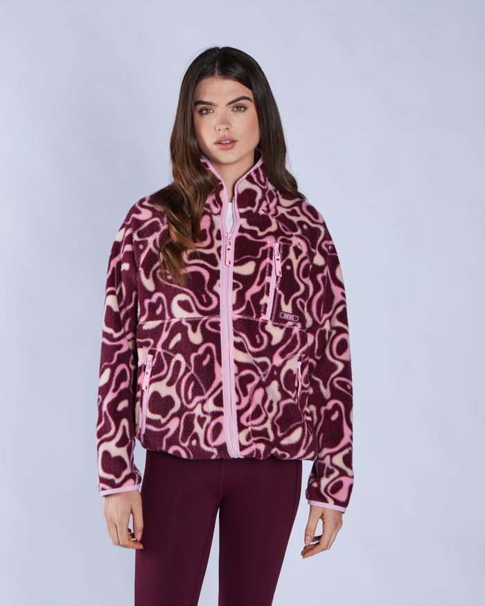 Leilena Fleece Zipper Multi Deep Orchid