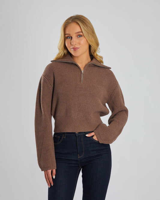 Marcelle Knit Mink Brown Melange