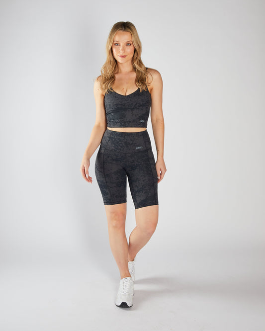 Maya Bicycle Short Black Acid Wash