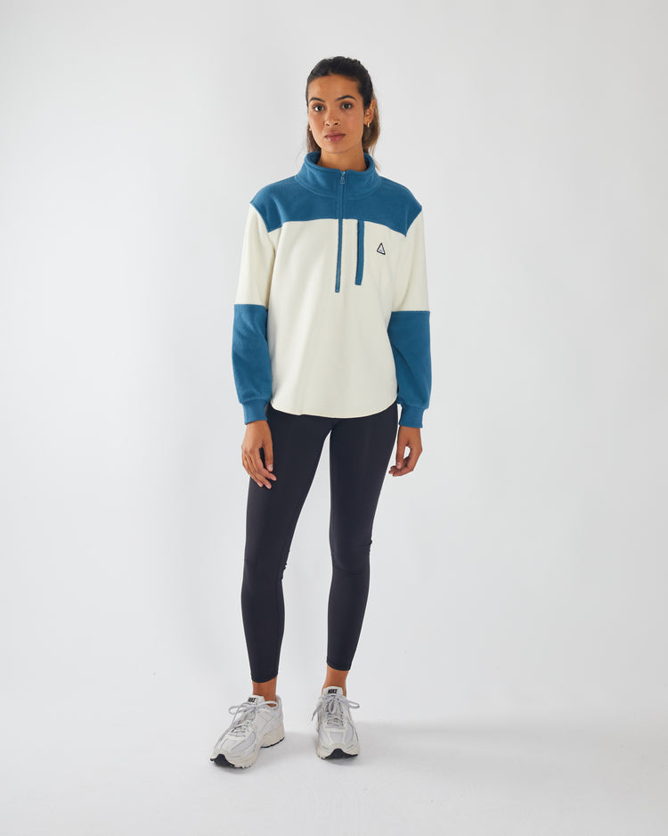 Noelle Fleece Half Zip White/Midnight