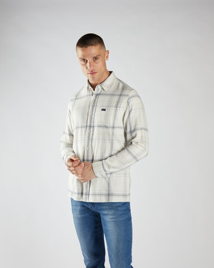 Pavel Check Shirt Sable Stone