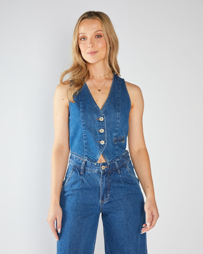 Reese Waistcoat Medium Blue