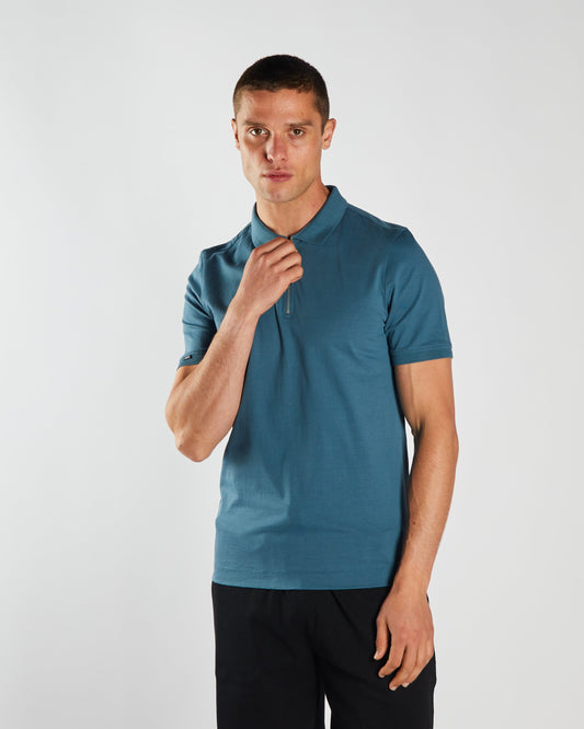 Rian Zip Polo Blue Pier