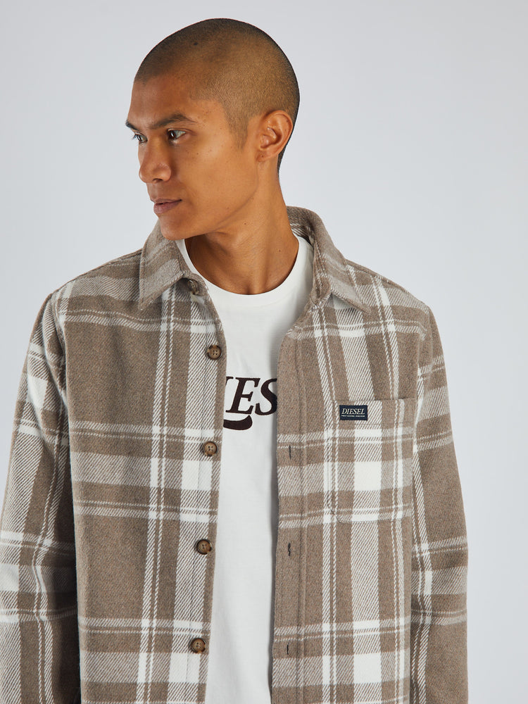 Sanford Overshirt Stone Biscuit Check