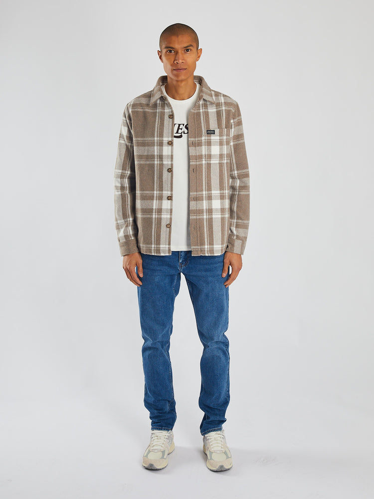 Sanford Overshirt Stone Biscuit Check