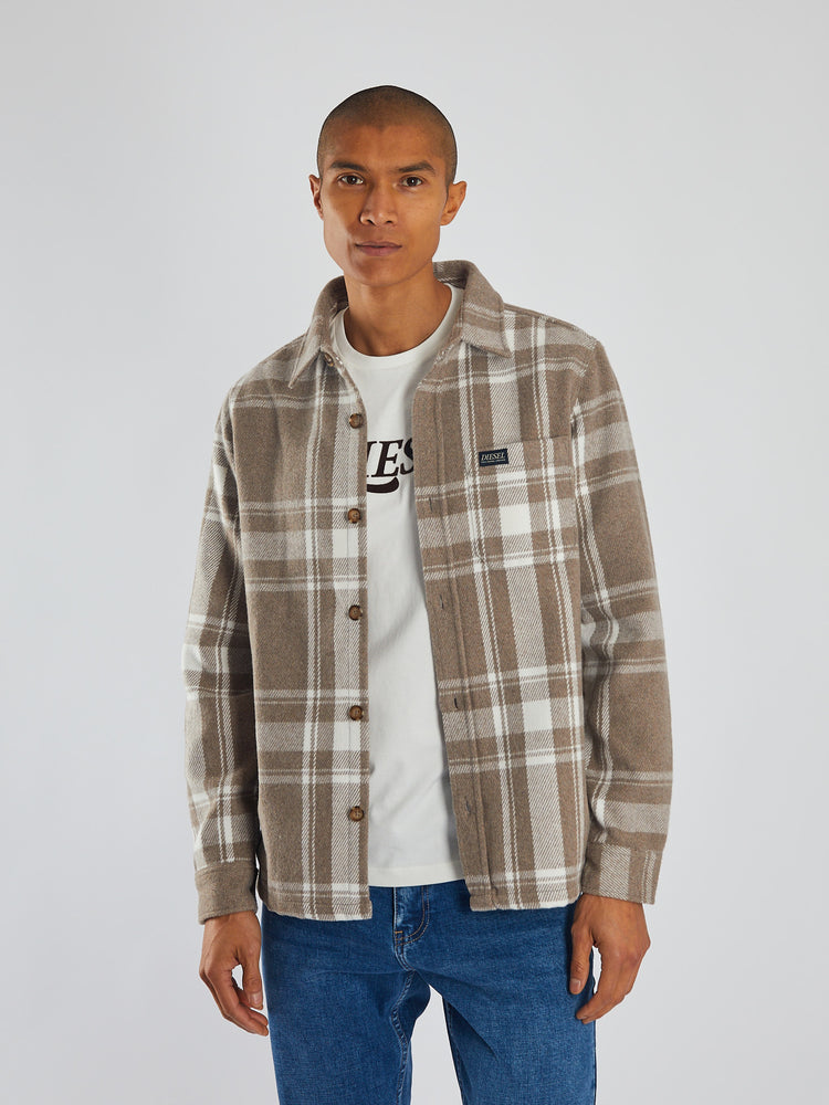 Sanford Overshirt Stone Biscuit Check