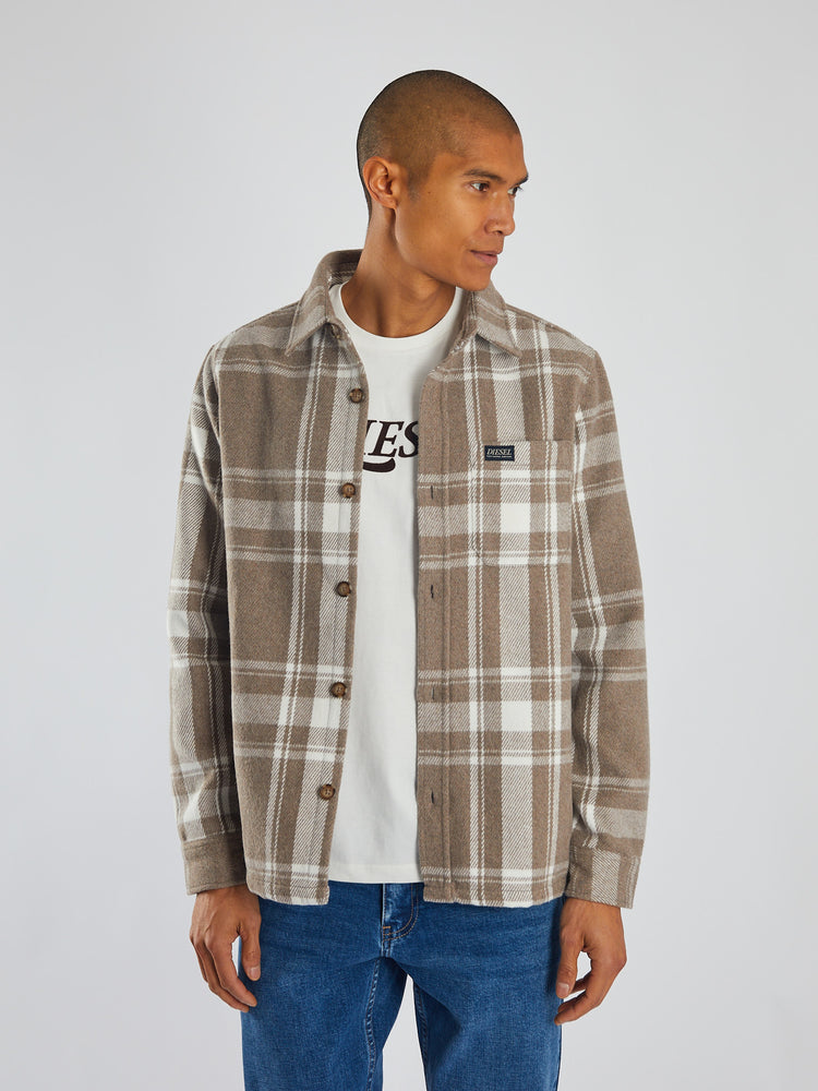 Sanford Overshirt Stone Biscuit Check