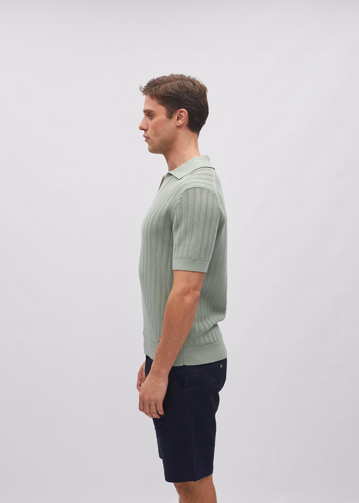 Sloan Knit Polo Tidal Green