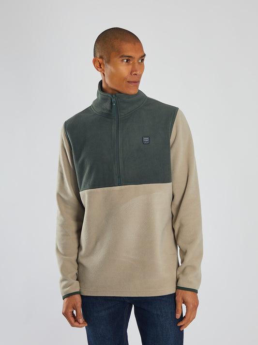 Strait Fleece Half Zip Stone Biscuit